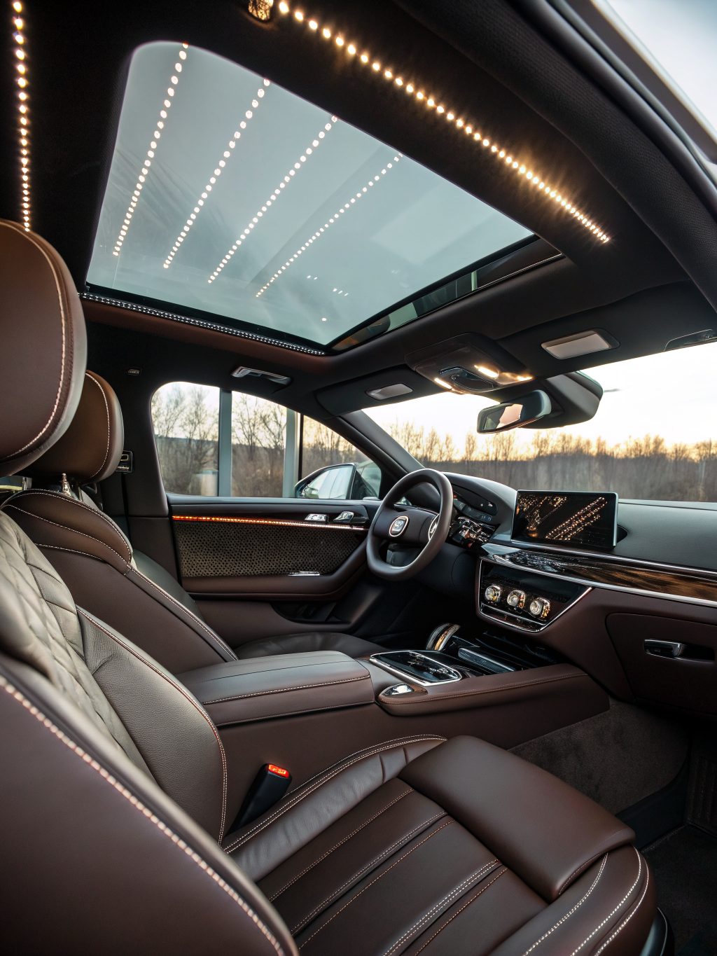 Premium vehicle interior with leather detailing